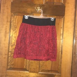 Dark red floral skirt